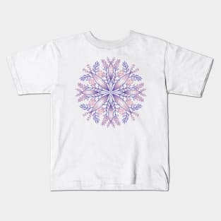 Botanical cottagecore boho floral line art pink purple Kids T-Shirt